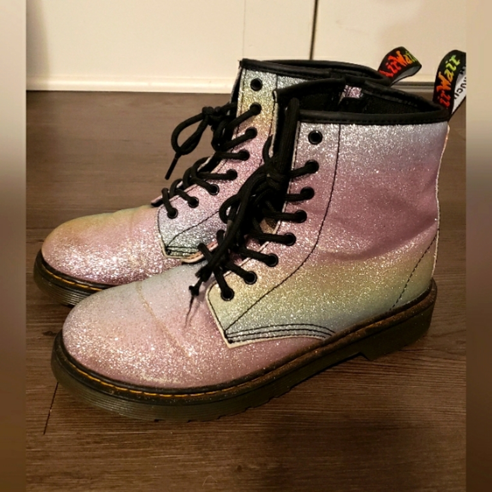 Doc Martens Rainbow Glitter Boots Girls Size 4